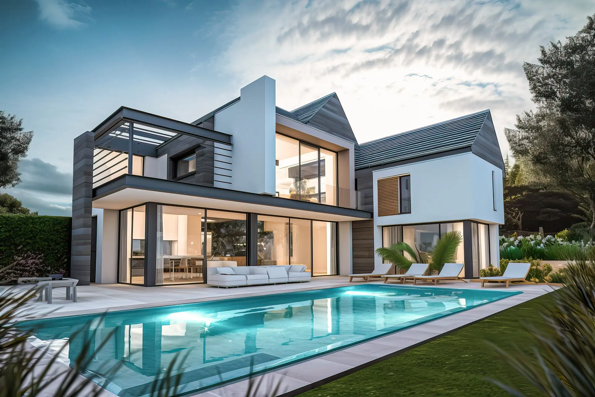 Perspective 3D extérieure - Rénovation villa avec piscine - Vision3D
